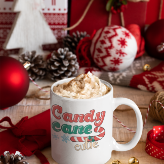 Candy Cane Christmas Typography Mug - 11oz Christmas Mug | XmasMugs.com