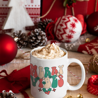 Christmas Spirit Typography Mug - 11oz Christmas Mug | XmasMugs.com