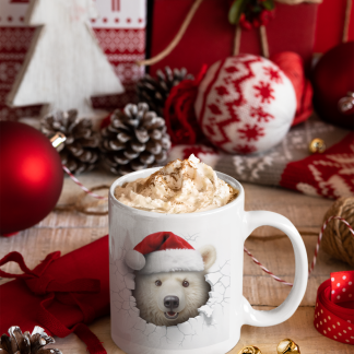 Cute Christmas Bear Mug - 11oz Christmas Mug | XmasMugs.com
