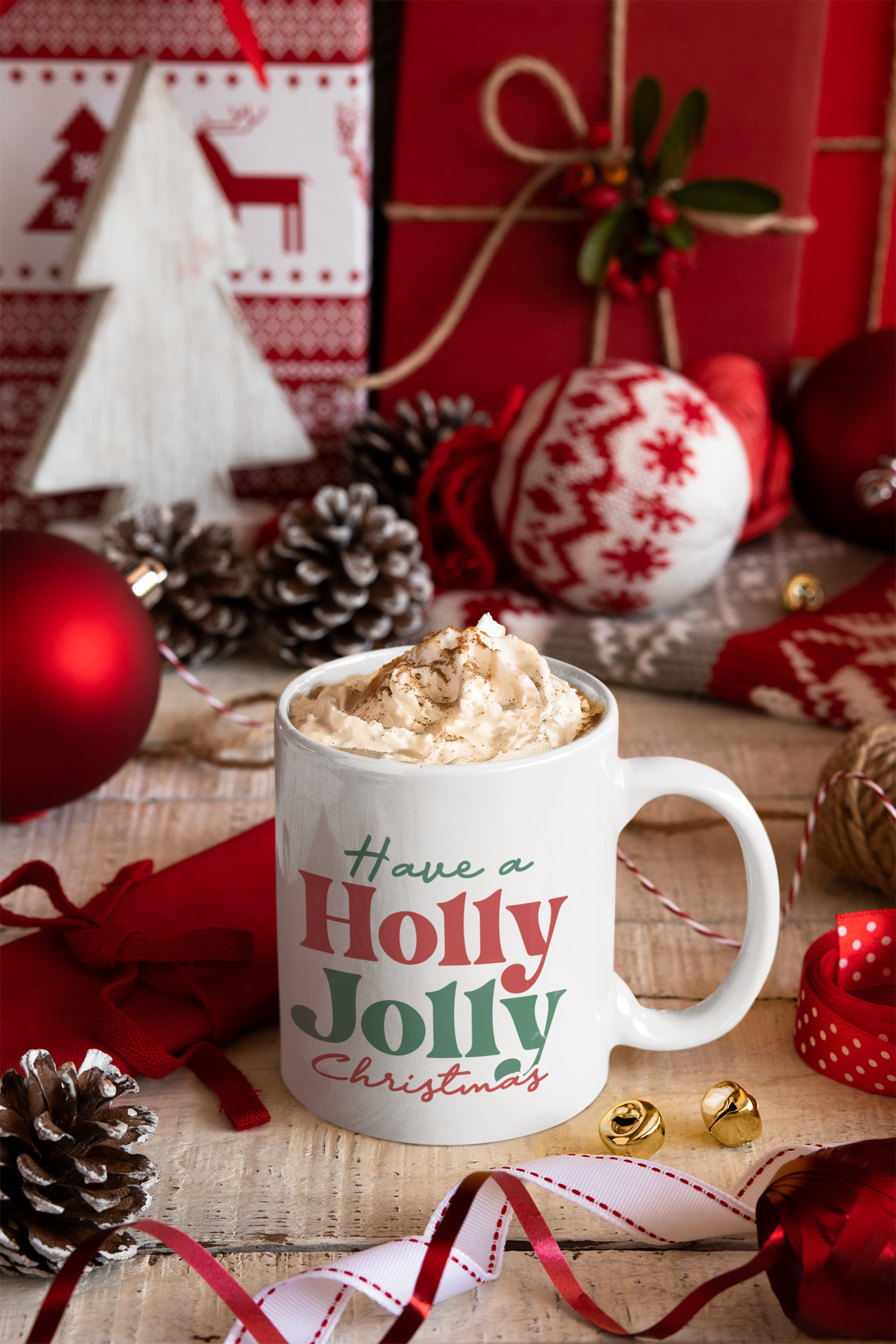 Holly Jolly Christmas Mug - 11oz Christmas Mug | XmasMugs.com