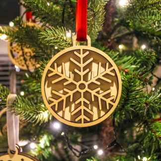 Sparkling Snow Wood Christmas Decoration